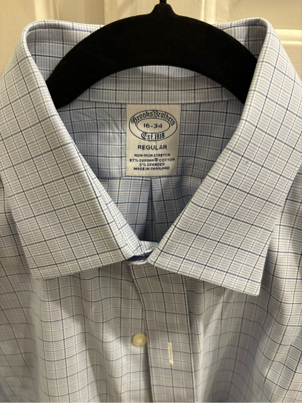 Brooks Brothers Men’s Blue Windowpane Dress Shirt Size 16-34